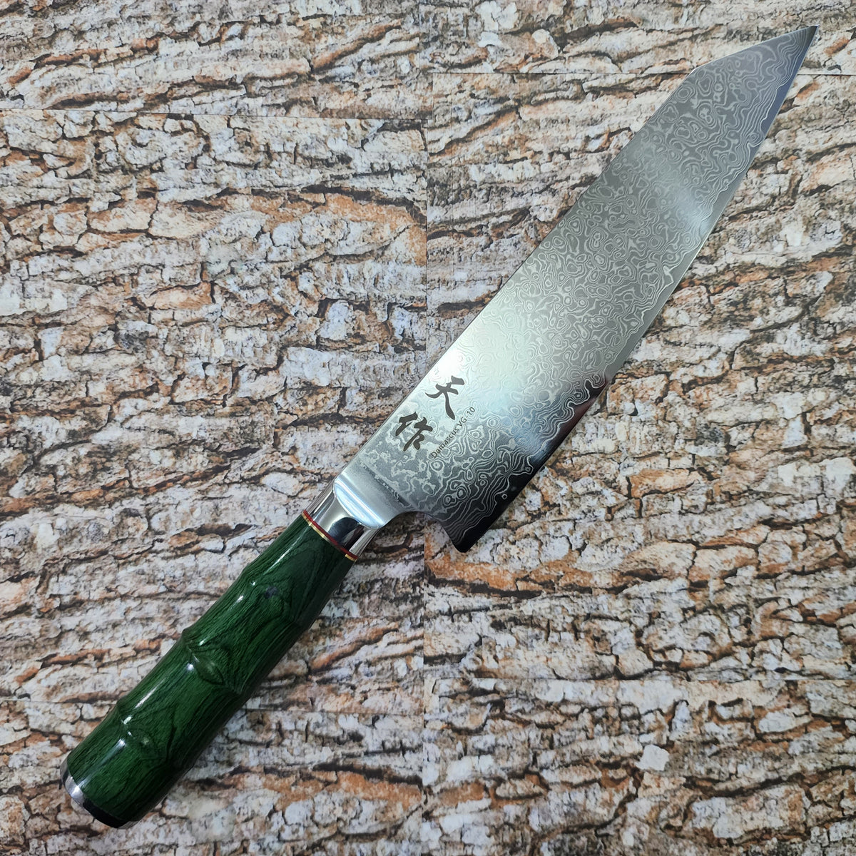 天作大马士革VG10 切腹8寸牛刀(绿木柄） – Chitose Knives