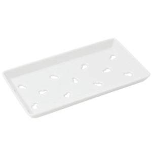 White Ceramics Sushi Neta Case Plate With Holes(L)